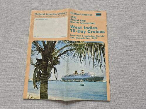 Brochure uit 1972 met cruiseschema van de Nieuw Amsterdam, Boeken, Catalogussen en Folders, Gelezen, Folder, Ophalen of Verzenden