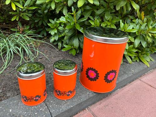 Brabantia oranje blikken retro/vintage (Patrice/Diana), Verzamelen, Blikken, Gebruikt, Overige, Overige merken, Ophalen of Verzenden