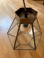 Glazen hanglamp, gouden randen., Huis en Inrichting, Lampen | Hanglampen, Landelijk, kasteel, 50 tot 75 cm, Ophalen of Verzenden