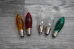 5 antieke/vintage gekleurde kerstboomlampjes, Ophalen of Verzenden, Gebruikt