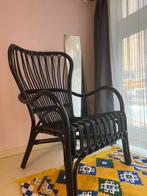 Black comfy wooden chair + black stool (for free), Ophalen of Verzenden