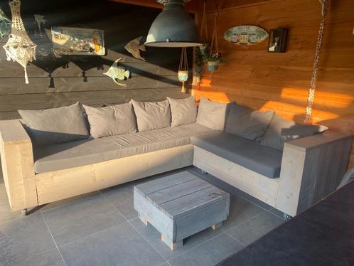 Steigerhouten loungebank, Tuin en Terras, Tuinsets en Loungesets, Gebruikt, Loungeset, Steigerhout, 5 zitplaatsen, Ophalen