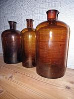 Leuke verzameling bruin glas Apotheker set fles/schenkkan, Antiek en Kunst, Ophalen of Verzenden
