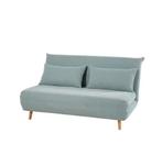 Slaapbank met kliksysteem en 2 zitplaatsen, Ophalen, Wit, Tweepersoons, 190 cm of minder