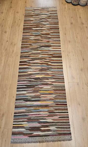 Handgeweven oosterse wollen kelim loper 296x80 beschikbaar voor biedingen