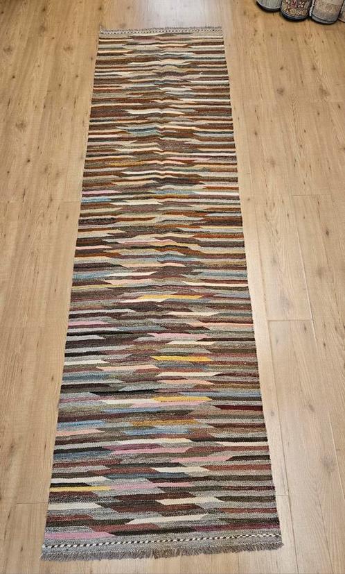 Handgeweven oosterse wollen kelim loper 296x80, Huis en Inrichting, Stoffering | Tapijten en Kleden, Nieuw, 50 tot 100 cm, 200 cm of meer