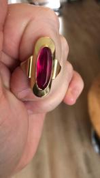 14 karaat Gouden Ring met Roze Spinel steen 14k 585 goud, Ophalen, 18 tot 19, Gebruikt, Met edelsteen