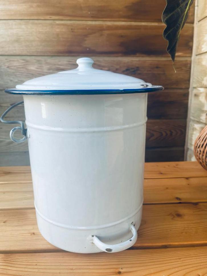 Geëmailleerde Emmer met Deksel - 3 Liter, Antiek en Kunst, Antiek | Emaille, Ophalen