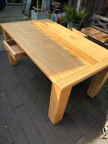 Vol eiken eettafel 100x165x80 stoelhoogte 66