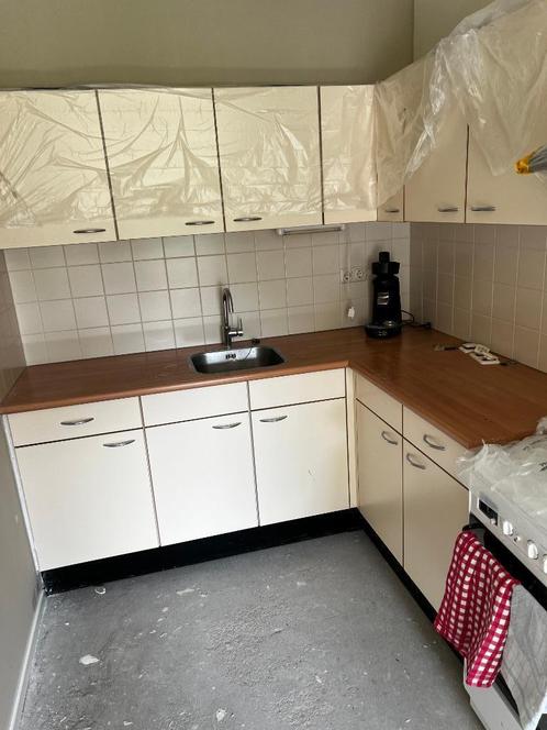 hoekkeuken, Huis en Inrichting, Keuken | Complete keukens, Gebruikt, Hoekkeuken, Crème, Hout, Ophalen
