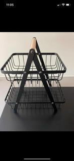 Fruitmand fruit etagere industrieel zwart en hout 18x28x28, Ophalen of Verzenden, Zo goed als nieuw, Overige stijlen