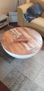 Salontafel rond hout bol wit, Huis en Inrichting, Tafels | Salontafels, Ophalen, 50 tot 100 cm, Rond, 50 tot 100 cm
