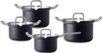 BK Q-linair Master Black kookpannenset - 4-delig - veilig af, Keramische plaat, Nieuw, Pannenset, Rvs