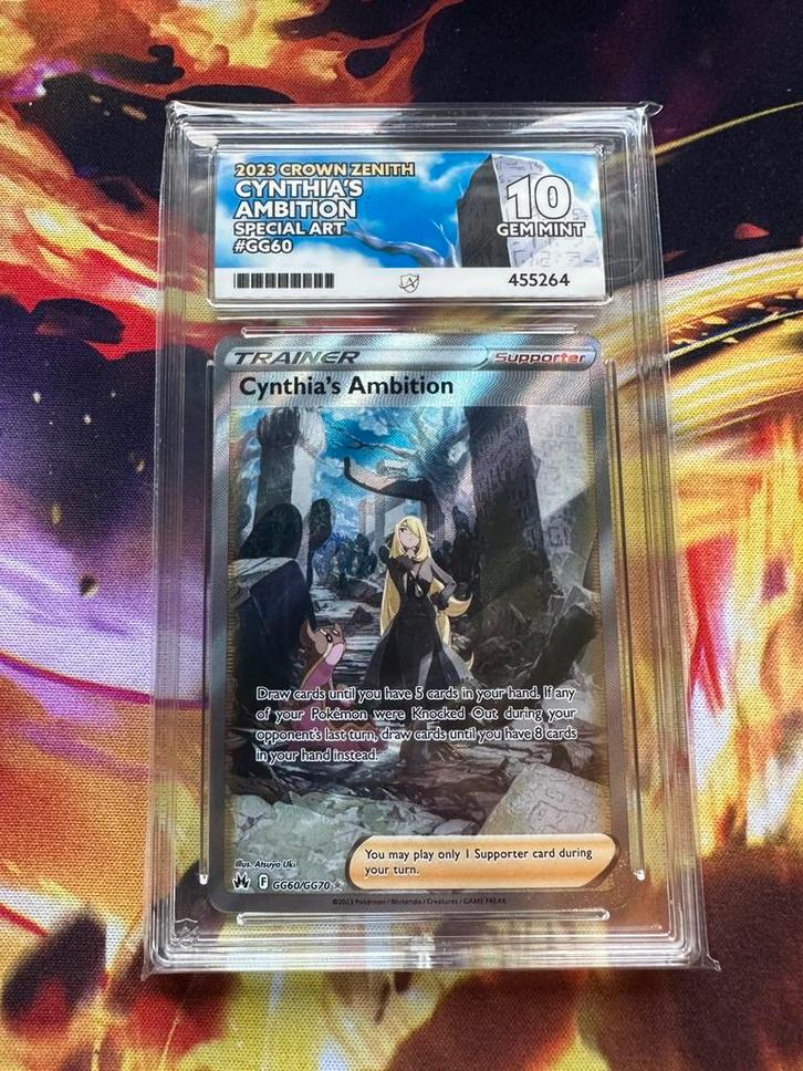 Pokemonkaart ACE Grading 10 Cynthia’s Ambition Crown Zenith, Hobby en Vrije tijd, Verzamelkaartspellen | Pokémon, Nieuw, Losse kaart