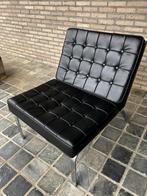 Zwart lederen fauteuil “Barcelona” style, Huis en Inrichting, Fauteuils, Ophalen, Zo goed als nieuw, 75 tot 100 cm