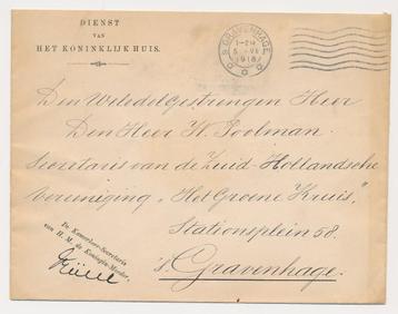 Envelop Dienst Koninklijk Huis 1918 - Koningin Moeder Emma beschikbaar voor biedingen