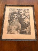 Lithografie van Mathieu Wiegman in originele lijst, Ophalen of Verzenden