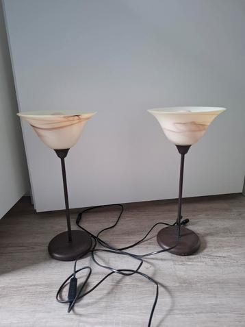 Tafellampen set - Glas & Metaal beschikbaar voor biedingen