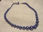 Ketting parels blauw, Sieraden, Tassen en Uiterlijk, Kettingen, Overige materialen, Blauw, Ophalen of Verzenden, Verstelbaar