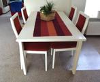 Eettafel met 4 stoelen, Ophalen, Gebruikt, Stevig model glad wit gelakt afgewerkt., 50 tot 100 cm