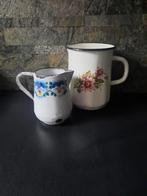 brocante emaille melkkannen - schenkkannen, Antiek en Kunst, Curiosa en Brocante, Ophalen of Verzenden