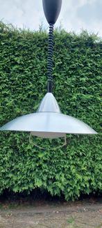 2 vintage trekpendel hanglampen aluminium met glas setprijs, Huis en Inrichting, Lampen | Hanglampen, Ophalen, Gebruikt, Glas
