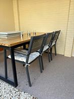 4 terrasstoelen stapelbaar zwart/olijfgroen, Ophalen, Nieuw, Metaal, Stapelbaar