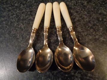4 dessert lepeltjes met wit handvat 13 cm lang beschikbaar voor biedingen