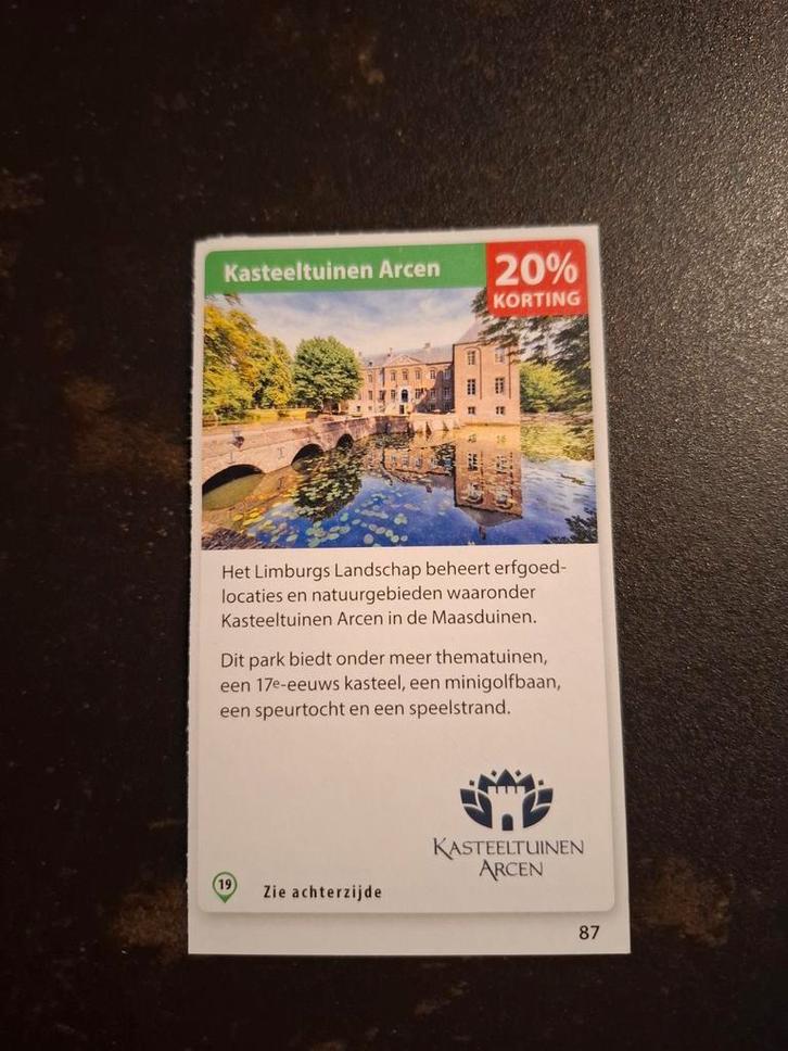 Kasteeltuinen Arcen 20% korting, Tickets en Kaartjes, Kortingen en Cadeaubonnen, Drie personen of meer, Overige typen, Kortingsbon