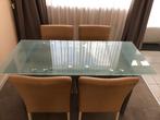 GRATIS Eettafel (uitschuifbaar) van mat gehard glas, Ophalen, Gebruikt, 50 tot 100 cm, 150 tot 200 cm