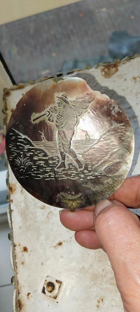 Zeldzame antieke handgesneden lithophane op klem, Antiek en Kunst, Antiek | Woonaccessoires, Ophalen of Verzenden