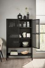 Stijlvolle zwarte kast met webbing deuren, Ophalen, 100 tot 150 cm, Zo goed als nieuw, 150 tot 200 cm