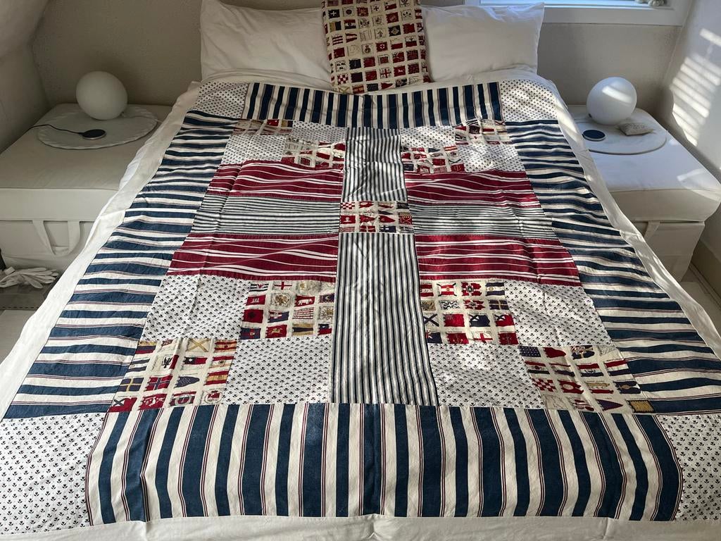 Patchwork Deken Katoen 150x188 - Uniek Design, Gebruikt, Ophalen of Verzenden, Deken of Dekbed, Overige kleuren