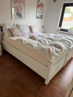Tweepersoonsbed incl 2 x verstelbare lattenbodem en 2 matras, Wit, Tweepersoons, Ophalen of Verzenden, 180 cm