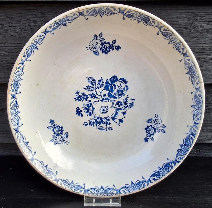 Prachtige grote Franse SCHAAL St Amand 29 cm doorsnee, Gaaf, Antiek en Kunst, Antiek | Servies los, Ophalen of Verzenden