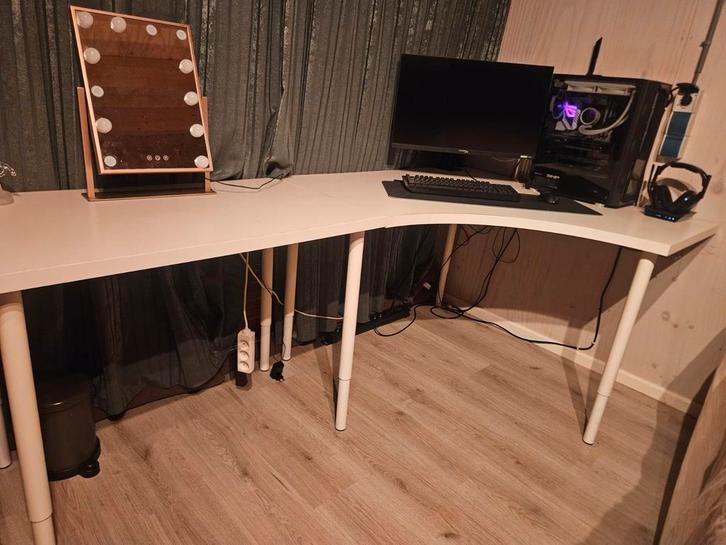 Hoekbureau - Wit, Huis en Inrichting, Bureaus, Gebruikt, Bureau, In hoogte verstelbaar, Ophalen of Verzenden