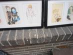 2 Leuke drieluikjes zoals aquarellen, in zwarte lijsten, Ophalen, 1980 tot heden, Gebruikt, Overige onderwerpen