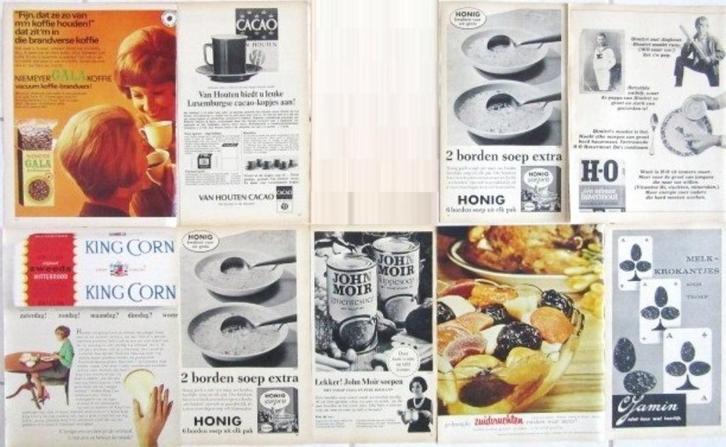 Advertenties reclames uit 1966 - Etenswaren, Verzamelen, Merken en Reclamevoorwerpen, Gebruikt, Overige typen, Verzenden