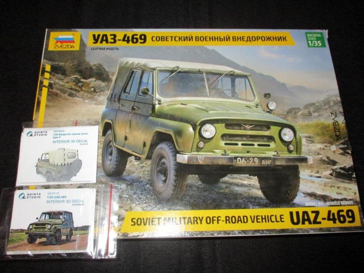 H-527,ZVEZDA 1-35,NO,3629,UAZ-469 Soviet Military Off-Road V, Hobby en Vrije tijd, Modelbouw | Auto's en Voertuigen, Nieuw, Auto
