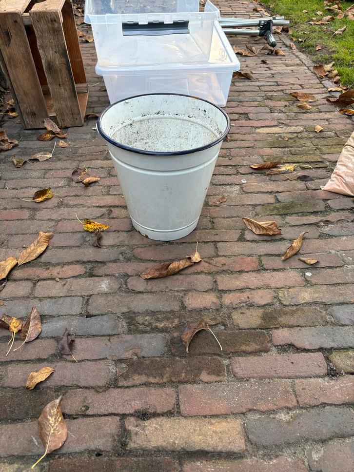 Vintage Emaille Emmer - Decoratief & Functioneel, Tuin en Terras, Bloembakken en Plantenbakken, Gebruikt, Metaal, Binnen, Minder dan 30 cm