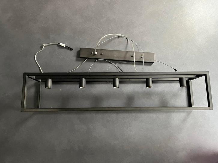 Moderne Eettafel Lamp - Zwart Metaal, Huis en Inrichting, Lampen | Hanglampen, Gebruikt, Minder dan 50 cm, Metaal, Ophalen