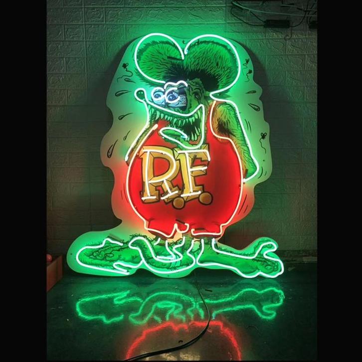 Rat fink neon licht reclame garage showroom decoratie neons, Verzamelen, Merken en Reclamevoorwerpen, Nieuw, Lichtbak of (neon) lamp