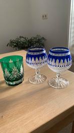 Kristallen Glazen Set: Groen & Blauw, Ophalen of Verzenden