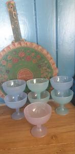 7 leuke Franse ijscoupes op voet met fruitmotief, Ophalen of Verzenden