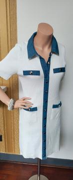 Dames jurk met denim Sandro style merk Morgan maat M, nieuw, Maat 38/40 (M), Verzenden, Wit, Nieuw