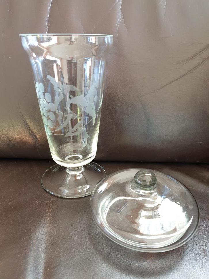 Retro Vintage Prachtig Bewerkte Glazen Bocaal Glas met Stolp, Huis en Inrichting, Woonaccessoires | Stolpen, Zo goed als nieuw