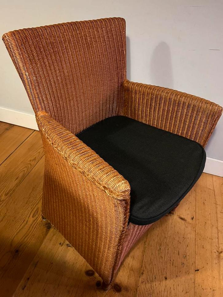 6 originele Lloyd loom eetkamerstoelen, Huis en Inrichting, Stoelen, Gebruikt, Vijf, Zes of meer stoelen, Bruin, Ophalen