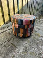 Vintage Patchwork Poef met Opbergruimte, Minder dan 50 cm, Gebruikt, Boho, Rond