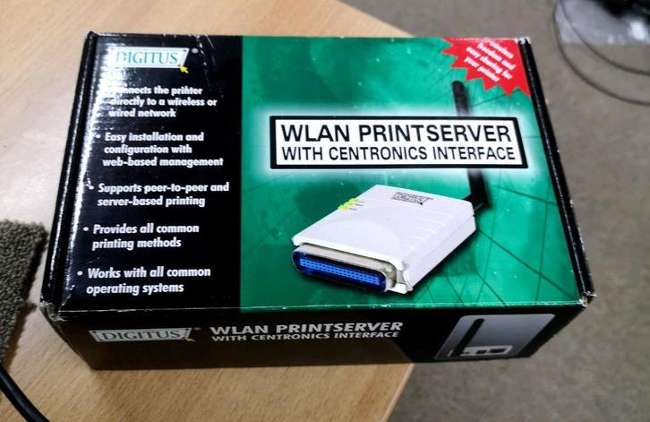 Digitus printserver parallel printer --> utp / wifi netwerk, Computers en Software, Printerbenodigdheden, Nieuw, Printerkabel