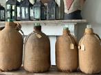 Oude Franse Gistflessen in Jute, Antiek en Kunst, Ophalen of Verzenden